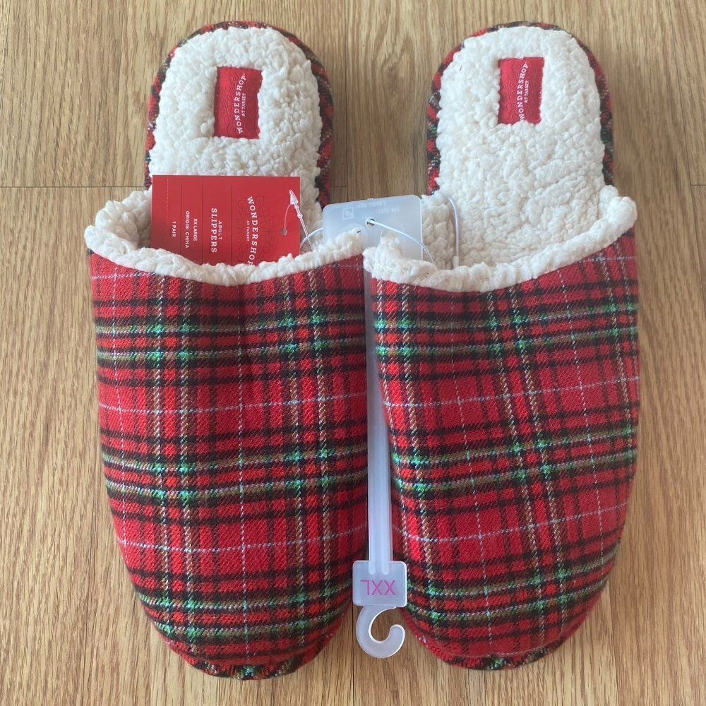 Wondershop Unisex Plain Plaid Slippers XXL